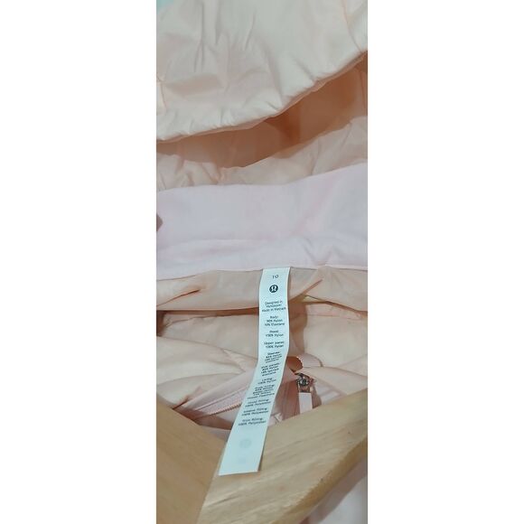 Lululemon women Sz 10 down for it all white goose down lightweight jacket peach - Picture 7 of 9